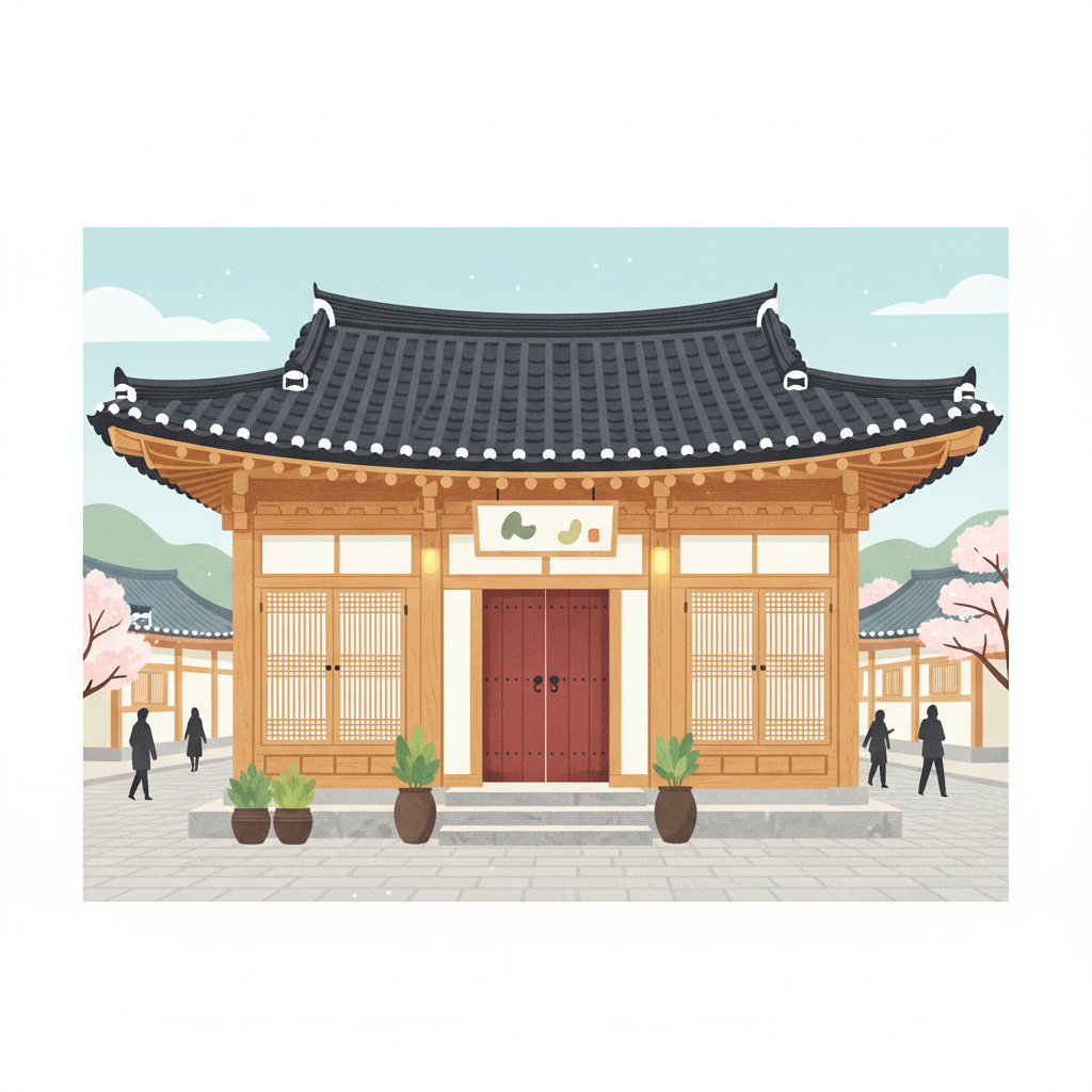 오산 소담골 팥칼국수 외부 전경 및 식당 입구