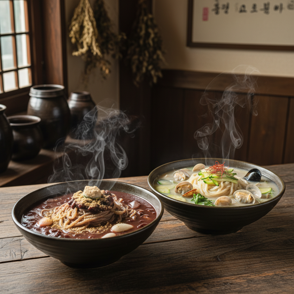 오산시 팥칼국수 맛집 소담골의 팥칼국수와 바지락칼국수